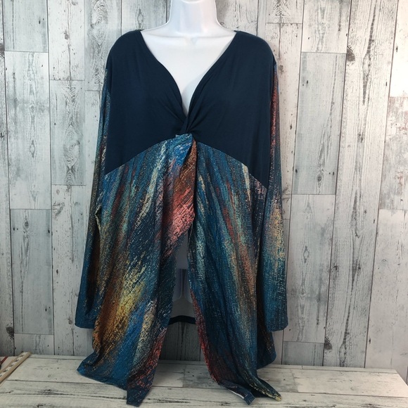 Simply Aster by Firmiana Multicolored Plus Size Twist Front Tunic 3X NWT - Picture 1 of 9